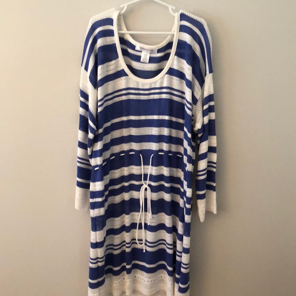 Motherhood Maternity Long Sleeve Striped Shirt with tie